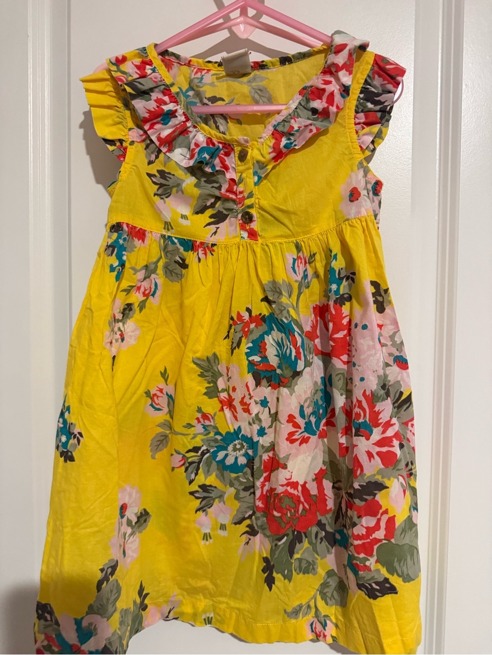 Old Navy Yellow Floral Ruffle Dress